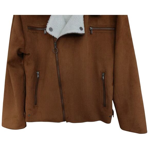 SAINT MORTA Imperial Sherpa Biker Jacket In Tan Cream Size L - Picture 4 of 16